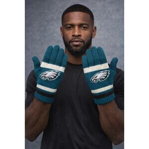 Philadelphia Eagles NFL Knit Stretch Gloves - Midnight Green Embroidered Retro